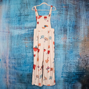Cider Women's Mushroom Toadstool Wide Leg Corduroy Overalls Cottage Fairy Whimsy